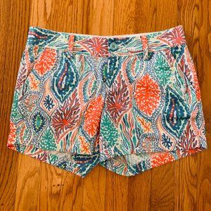 LILLY PULITZER "Let Minnow" Callahan Shorts Sea Life Coral Blue Green Size 6 EUC